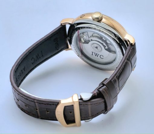 I W C Schaffhausen Portofino DAY-DATE Tourbillon 2 Rose Gold Leather Strap Swiss Automatic Watch - Image 6