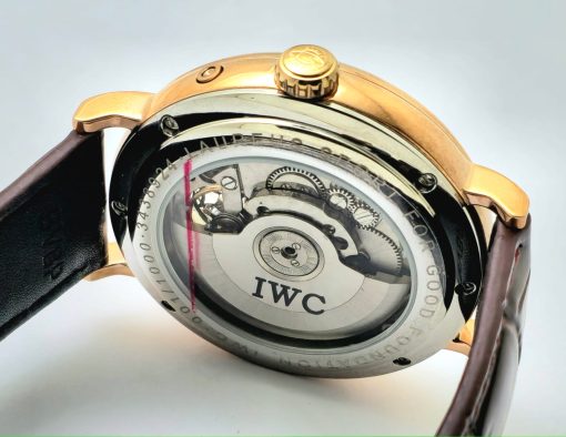 I W C Schaffhausen Portofino DAY-DATE Tourbillon 2 Rose Gold Leather Strap Swiss Automatic Watch - Image 7