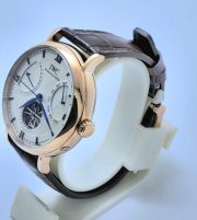 I W C Schaffhausen Portofino DAY-DATE Tourbillon Rose Gold Leather Strap Swiss Automatic Watch - Image 3