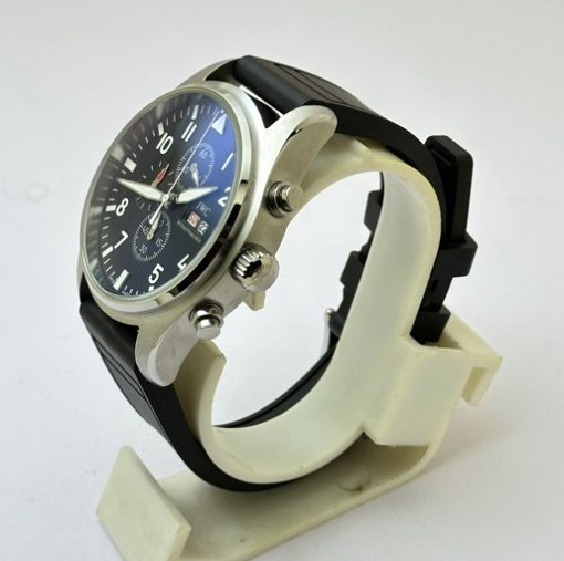 I W C Pilot Chronograph Day-Date Black Rubber Strap Watch - Image 3