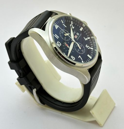 I W C Pilot Chronograph Day-Date Black Rubber Strap Watch - Image 4
