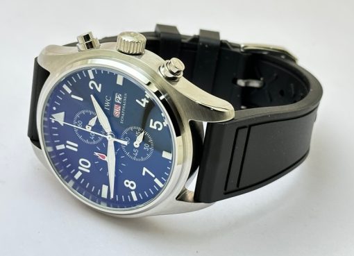 I W C Pilot Chronograph Day-Date Black Rubber Strap Watch - Image 5