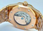 Audemars Piguet Royal Oak Full Diamond Rose Gold Black Swiss ETA Automatic Watch - Image 8