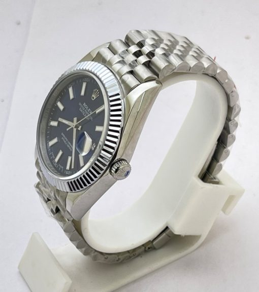 Rolex Date-Just Stick Mark Blue Steel Swiss ETA Automatic 2836 Valjoux Movement Watch - Image 3