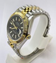 Rolex Date-Just Stick Mark Black Dual Tone Swiss ETA Automatic 2836 Valjoux Movement Watch - Image 4