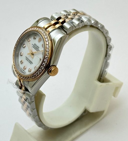 Rolex Datejust White Diamond Bezel Mother Of Pearl Dual Tone Swiss Automatic Ladies Watch - Image 3