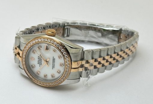 Rolex Datejust White Diamond Bezel Mother Of Pearl Dual Tone Swiss Automatic Ladies Watch - Image 5