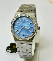 Audemars Piguet Royal Oak Diamond Sky Blue Mother of Pearl Ladies Watch - Image 2