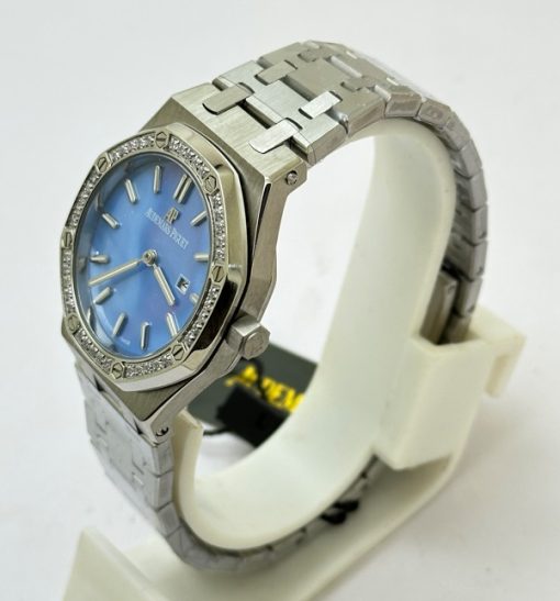 Audemars Piguet Royal Oak Diamond Sky Blue Mother of Pearl Ladies Watch - Image 3