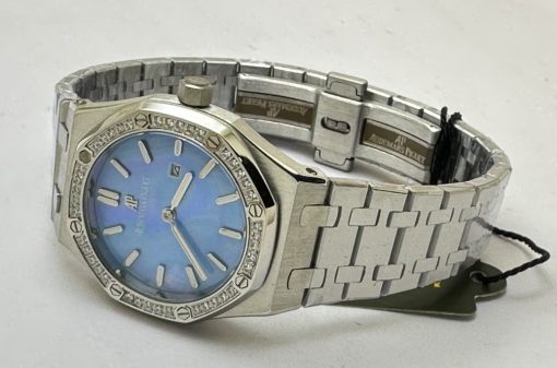 Audemars Piguet Royal Oak Diamond Sky Blue Mother of Pearl Ladies Watch - Image 5