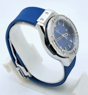 Hublot Classic Fusion Steel Diamond Blue Rubber Strap Ladies Watch - Image 4