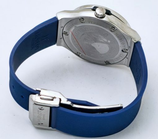Hublot Classic Fusion Steel Diamond Blue Rubber Strap Ladies Watch - Image 6